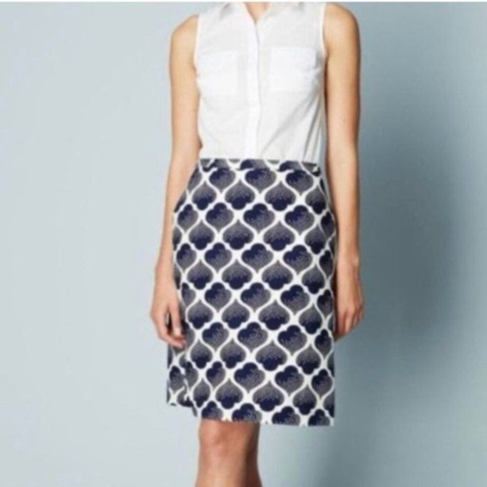 Boden Blue Spade Geometric Pencil Skirt